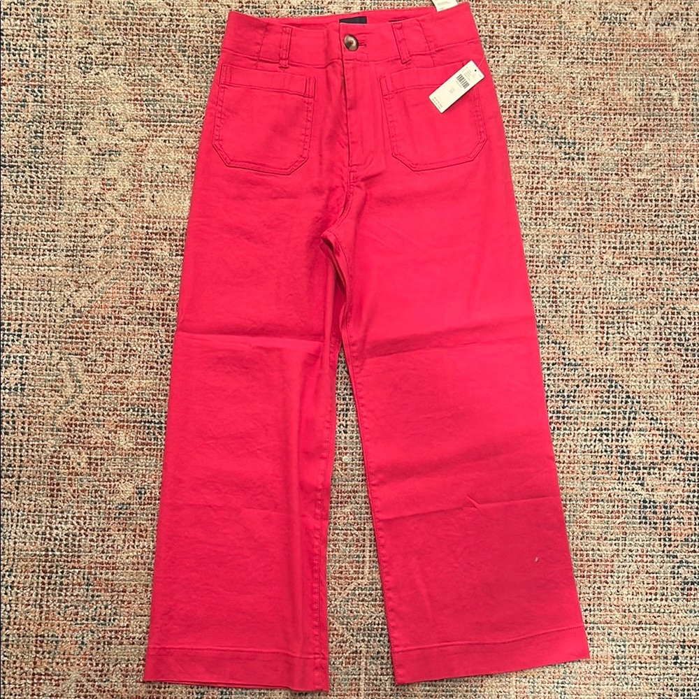 Anthropologie Colette Cropped Wide Leg Trouser by Maeve - Linen - Rose - Picture 3 of 8
